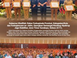 Gaungkan Semangat Rembug–Nyekrup Jaga Stabilitas Jawa Timur. Gubernur Khofifah Gelar Rakor Forkopimda Provinsi, Kabupaten/Kota, dan Forkopimcam se-Jatim, 