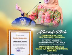 Gubernur Jawa Timur Raih Penghargaan BKKBN, Khofifah Tegaskan Komitmen dan Konsistensi Turunkan Stunting di Jawa Timur