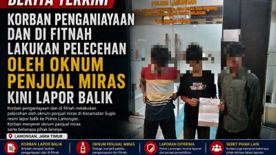 Penjual Miras Di Sugio Yang Aniaya Tiga Anak Kini Di Laporkan Balik Ke Polres Lamongan. 