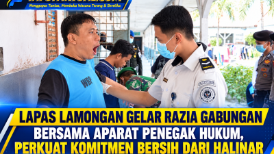 Lapas Lamongan Gelar Razia Gabungan Bersama Aparat Penegak Hukum, Perkuat Komitmen Bersih dari Halinar