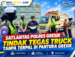 Satlantas Polres Gresik Tindak Tegas Truk Tanpa Terpal di Jalan Raya Pantura Gresik